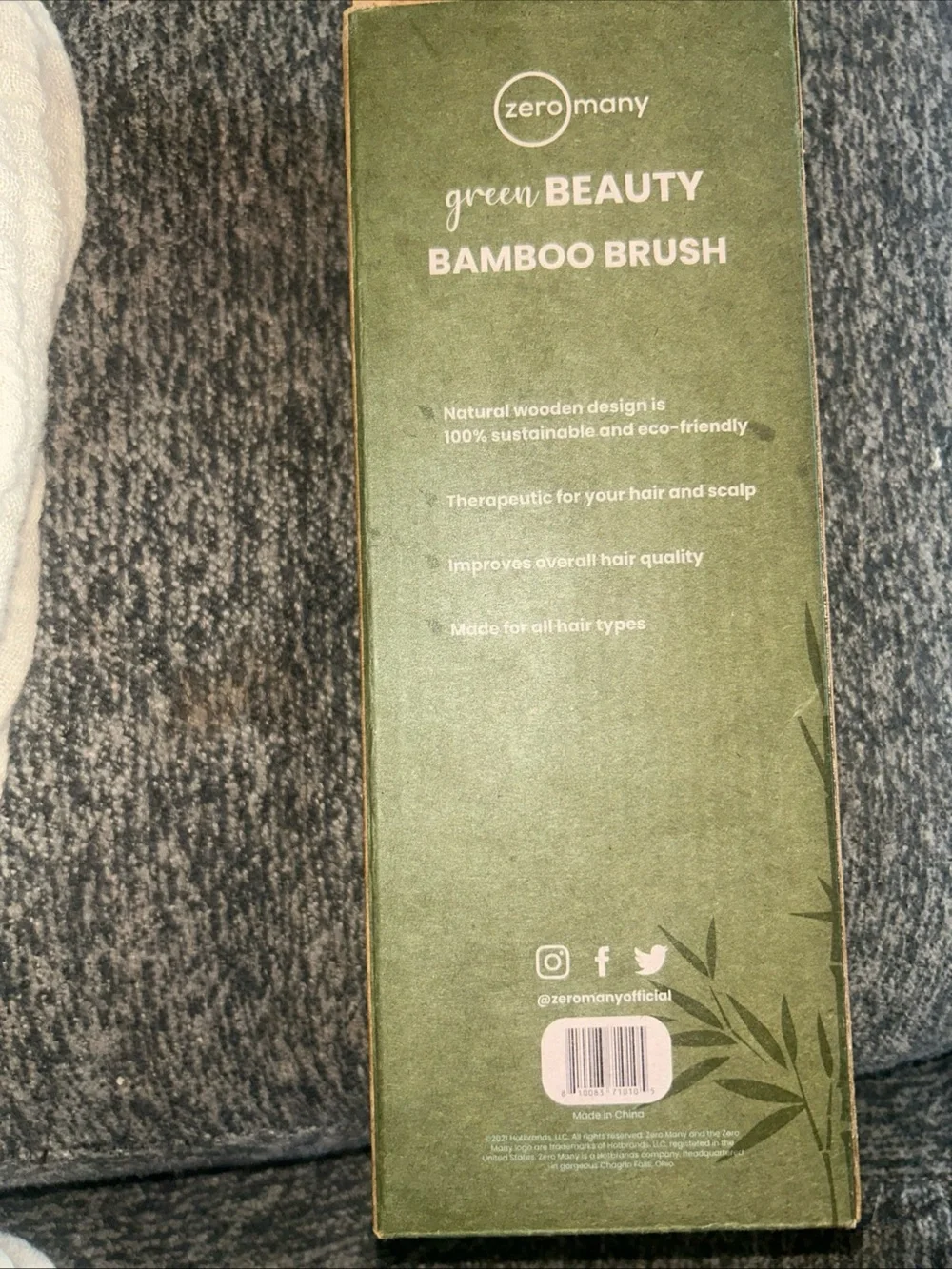 Zero Many 100% Sustainable And Eco- Friendly Bamboo Hair Brush New In Box W/ Bag